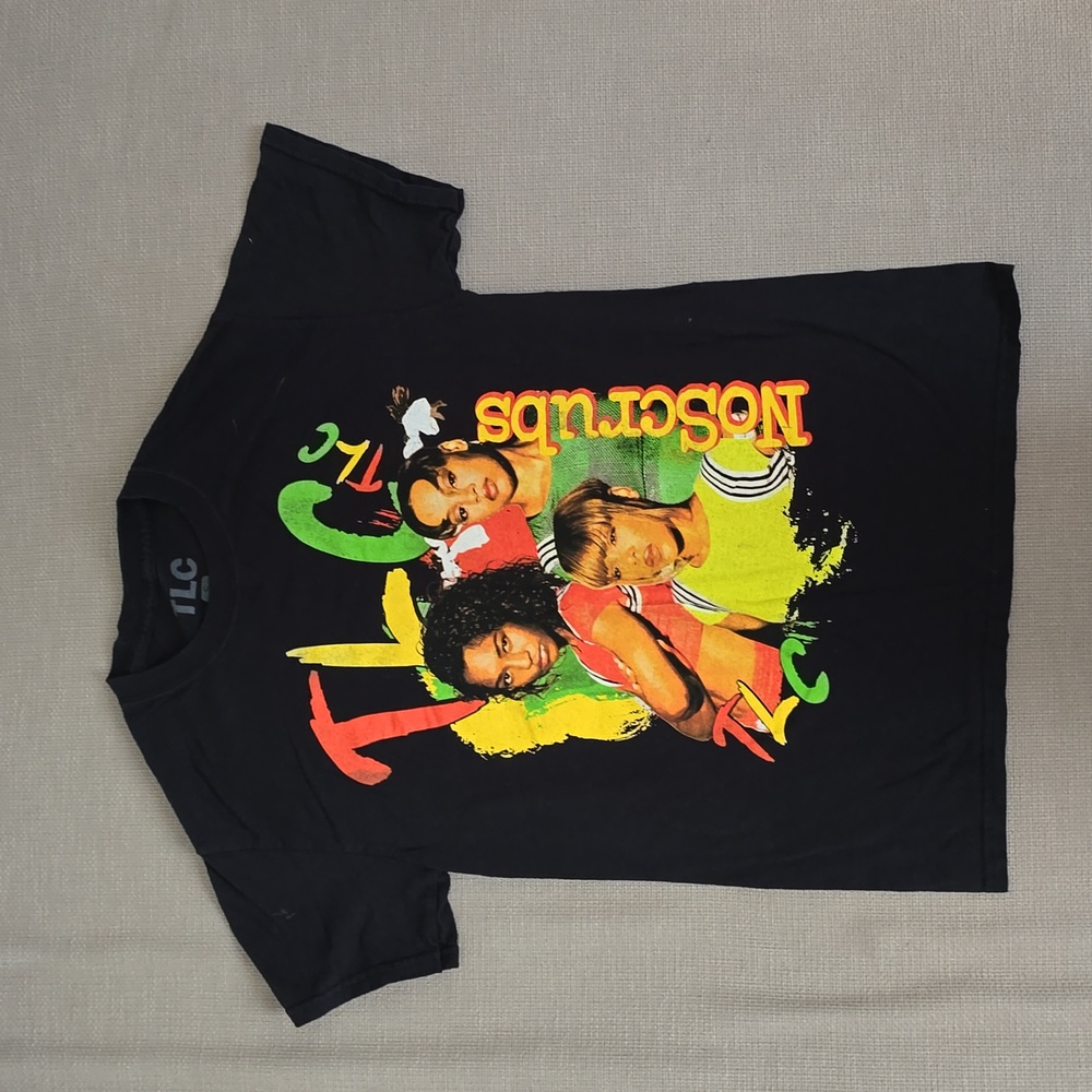 TLC T-Shirt Men's Black Size S 100% Cotton Graphic Print Short Sleeves Crew Neck